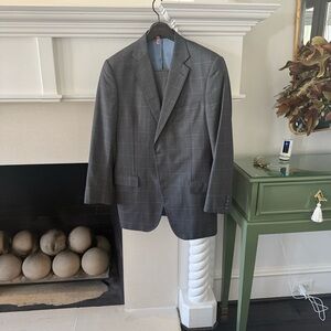 Elegant Gray Plaid Blazer and pants suit